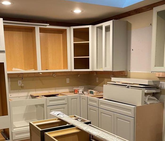 Pictured is a SERVPRO customers home with new cabinets being installed. 